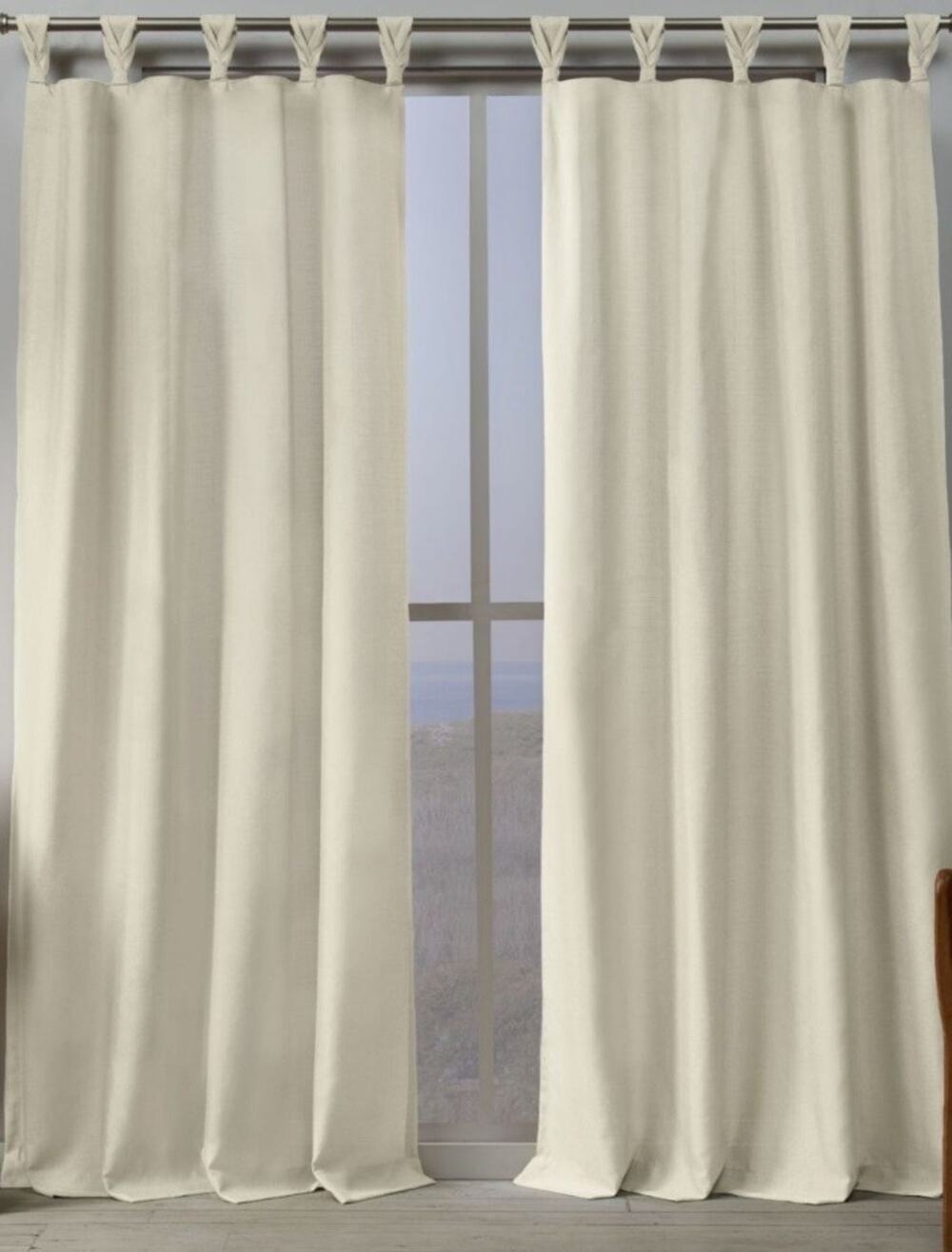 Exclusive Home 84x54" Loha Linen Braided Tab Top Curtain Panels Ivory*#